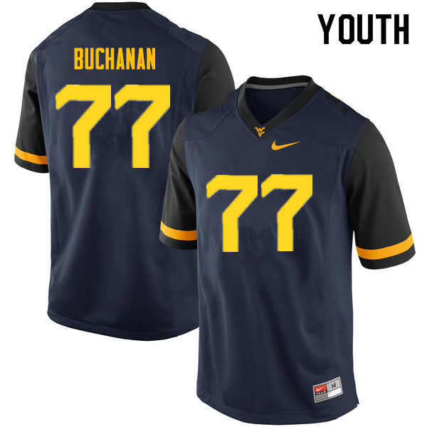NCAA Youth Daniel Buchanan West Virginia Mountaineers Navy #77 Nike Stitched Football College Authentic Jersey MS23W28PZ
